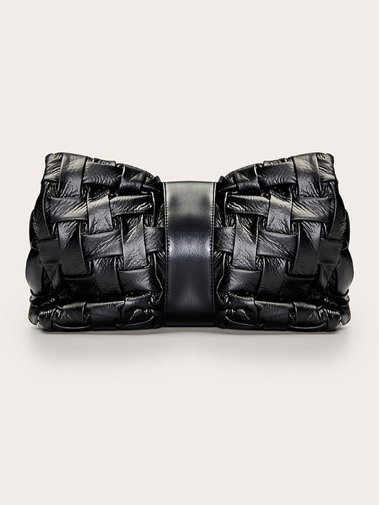 Black Cross Weave Clutch Bag