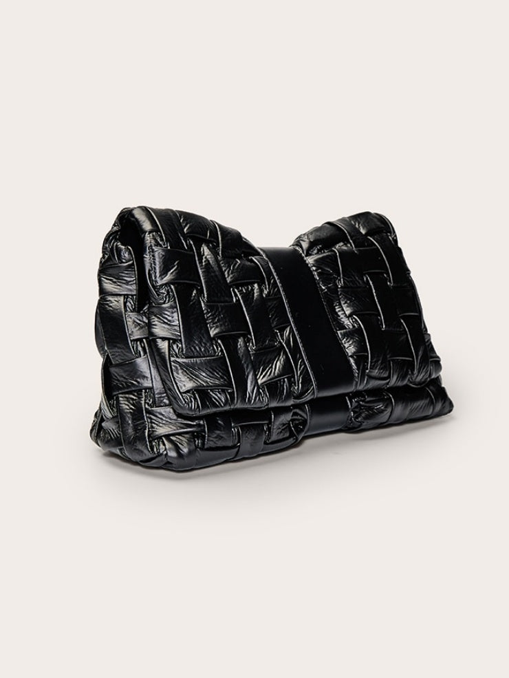 Black Cross Weave Clutch Bag