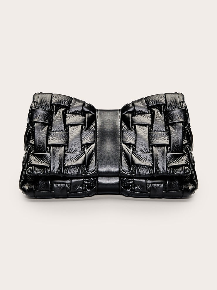 Black Cross Weave Clutch Bag