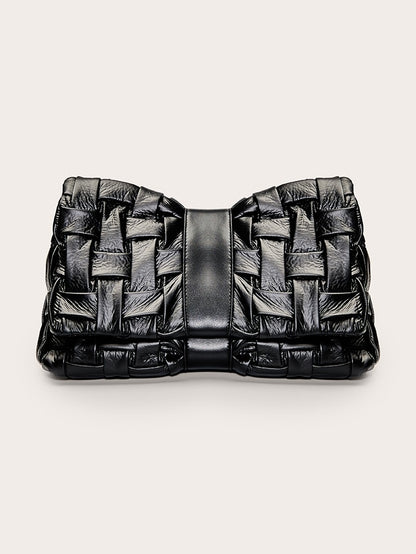 Black Cross Weave Clutch Bag