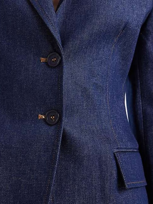 Tailored Denim Cinch Waist Blazer