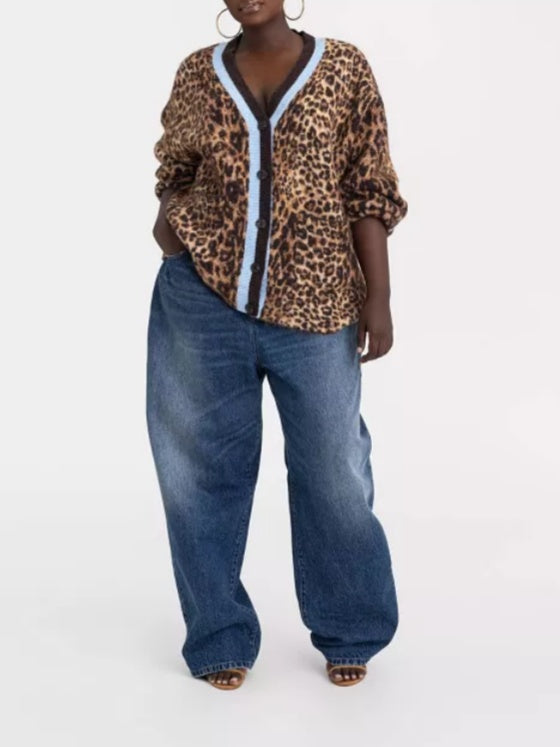 Leopard Print Sweater Cardigan