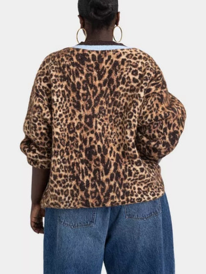 Leopard Print Sweater Cardigan