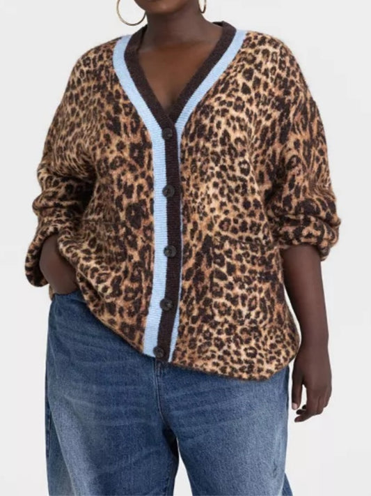 Leopard Print Sweater Cardigan