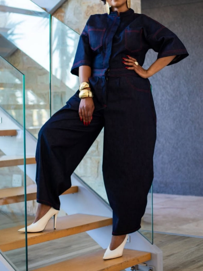 Barrel Denim Jumpsuit