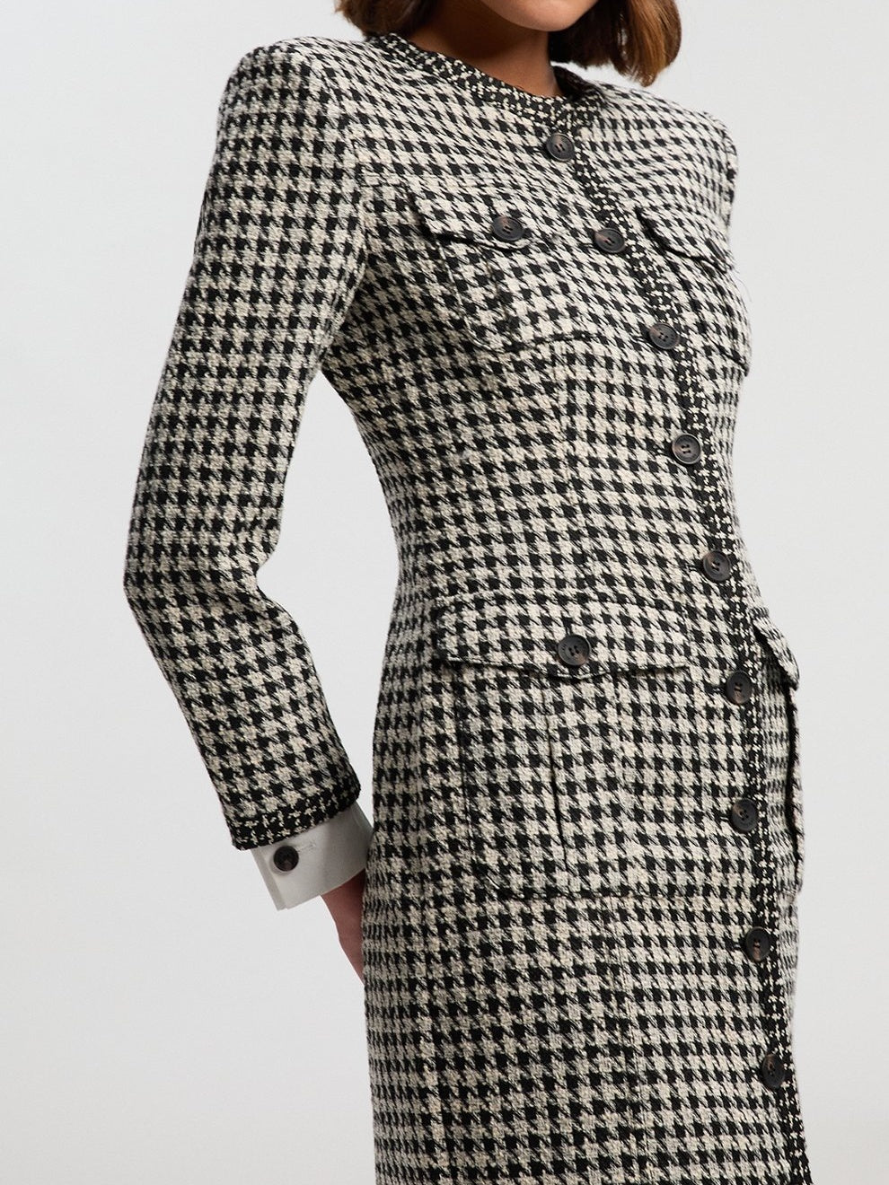 Textured Woven Slim-fit Midi Dress