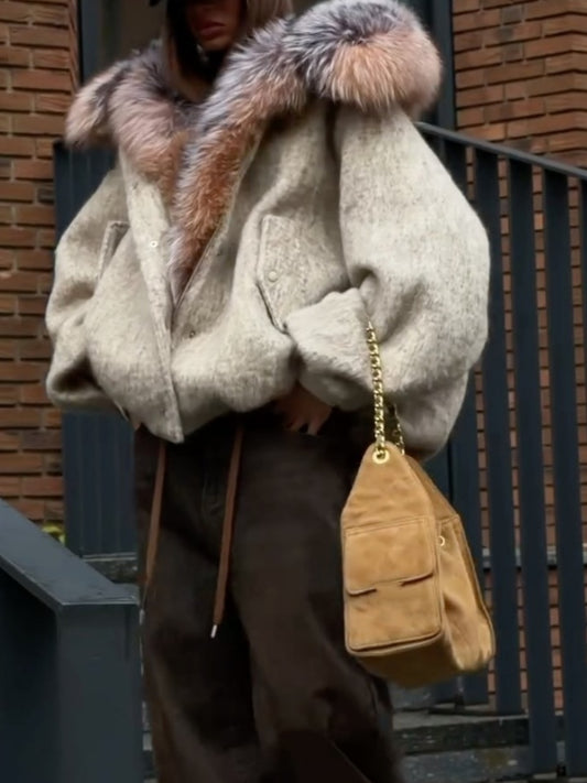 Fur-collar Hooded Jacket