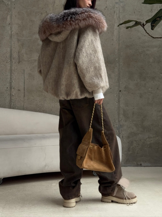 Fur-collar Hooded Jacket