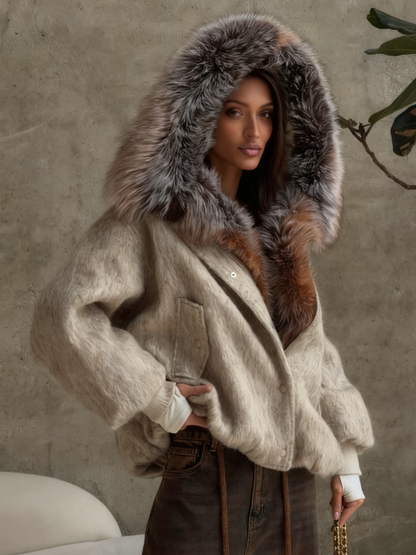 Fur-collar Hooded Jacket