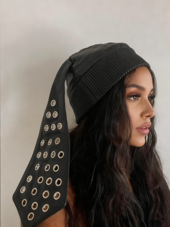 Metal Cutout Leather Hat