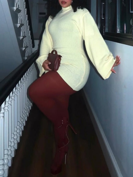 Knit Long Sleeve Mini Dress