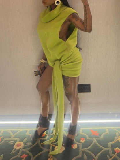 Sleeveless Twisted Knit Mini Dress