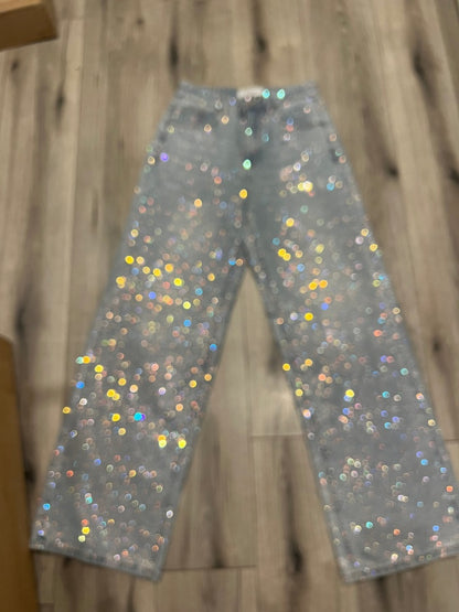 Rhinestone Wide Leg Jeans