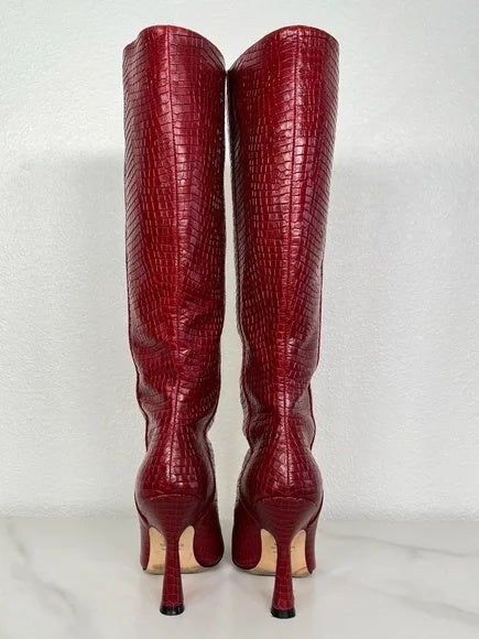 Snakeskin Leather Heeled Boots