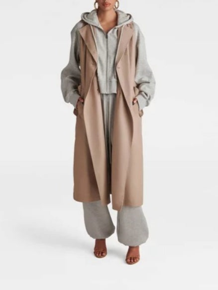 Hooded Sweatshirt Trench Coat