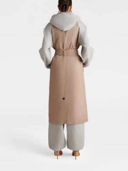 Hooded Sweatshirt Trench Coat