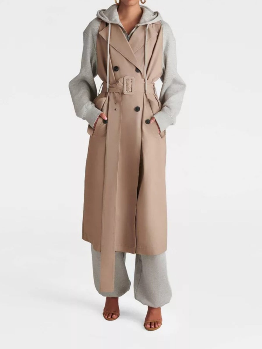 Hooded Sweatshirt Trench Coat