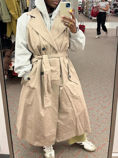 Hooded Sweatshirt Trench Coat