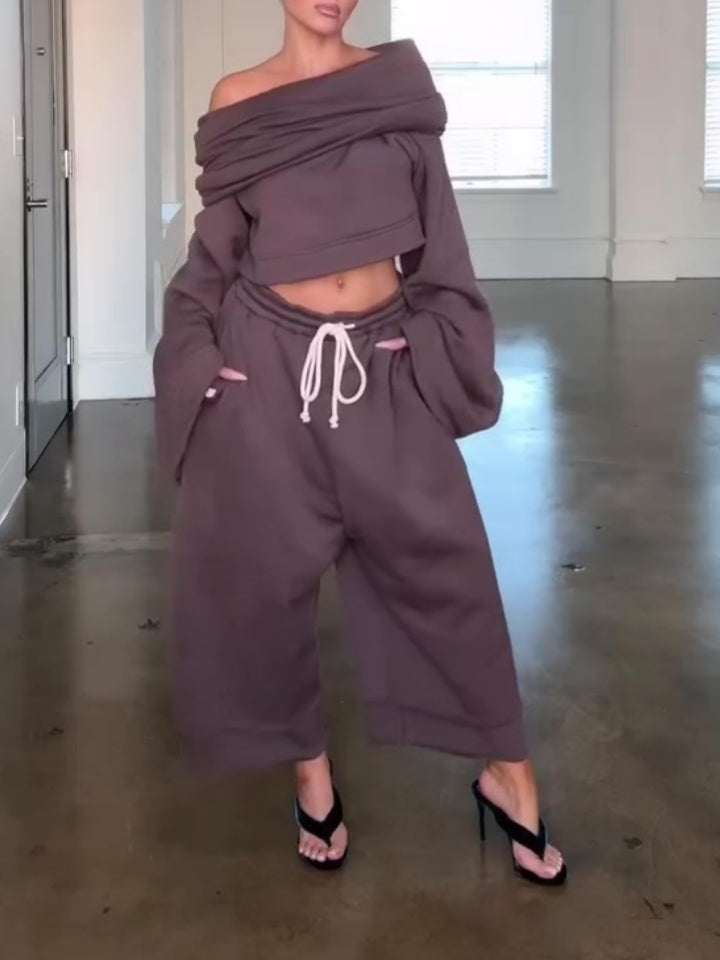 Bell Sleeves Cropped Hoodie Sweater