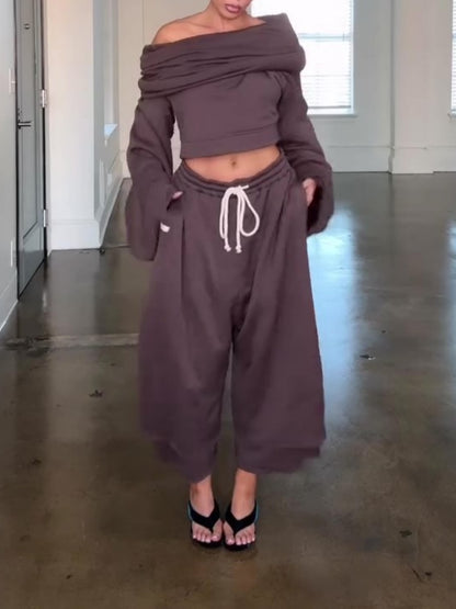 Bell Sleeves Cropped Hoodie Sweater