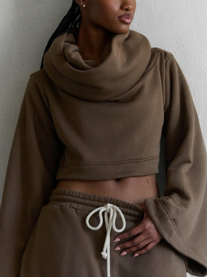 Bell Sleeves Cropped Hoodie Sweater