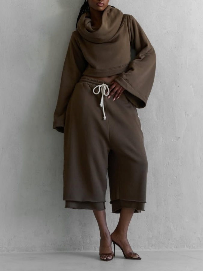 Double-layered Frayed Jogging Pants