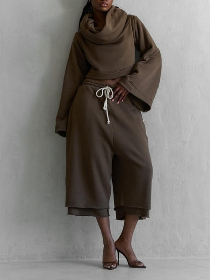 Double-layered Frayed Jogging Pants