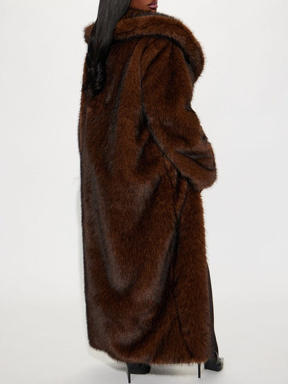 Brown Long Faux Fur Coat