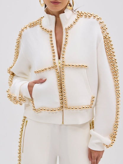 Metal Ball Decorative Zipper Two Pieces Set