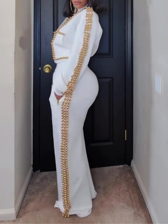 Metal Ball Decorative Zipper Two Pieces Set