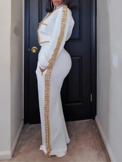 Metal Ball Decorative Zipper Two Pieces Set