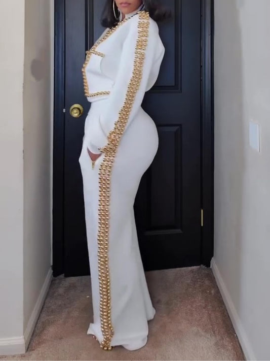 Metal Ball Decorative Zipper Two Pieces Set