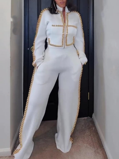 Metal Ball Decorative Zipper Two Pieces Set