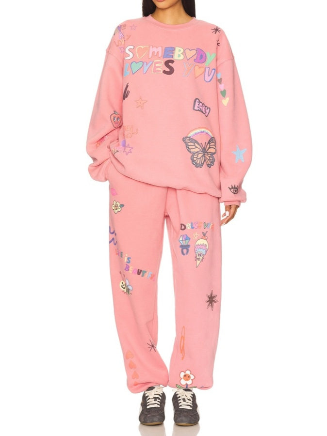 Letter Print Sweatsuit