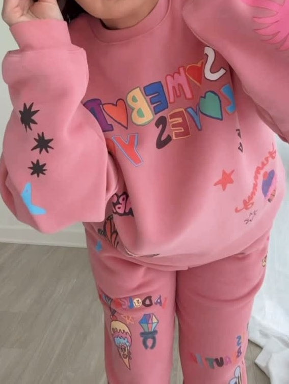 Letter Print Sweatsuit