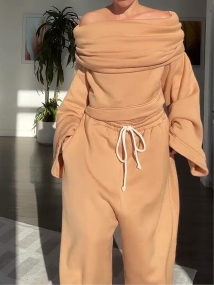 Cropped Hoodie Sweater Jogging Pants Set