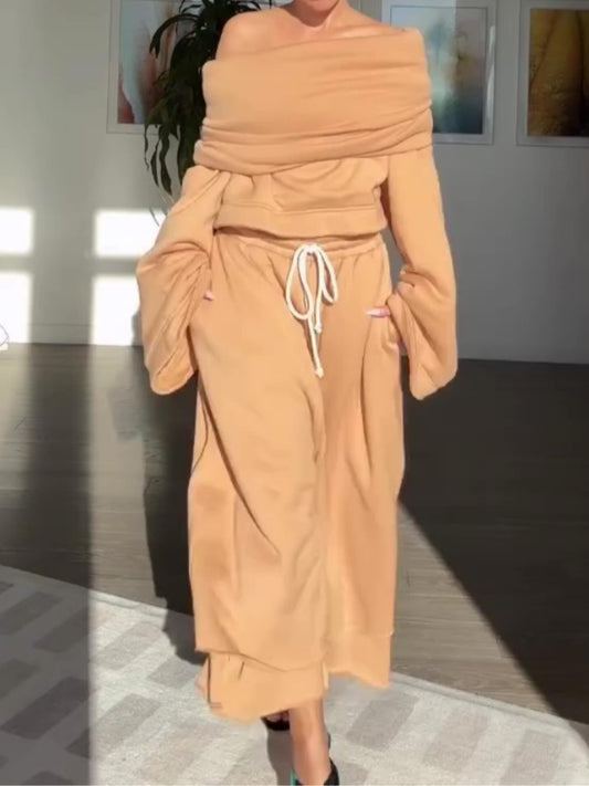 Cropped Hoodie Sweater Jogging Pants Set