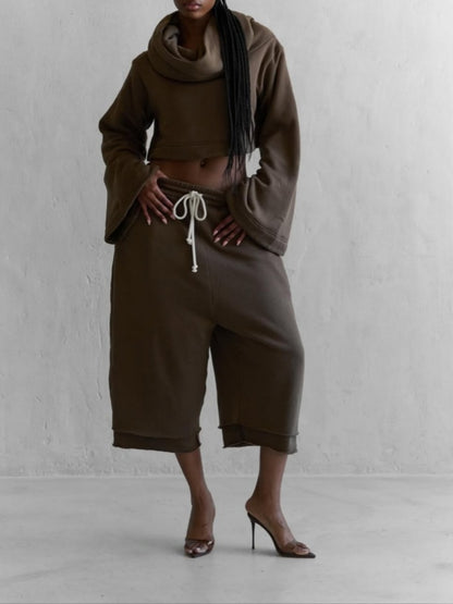 Cropped Hoodie Sweater Jogging Pants Set