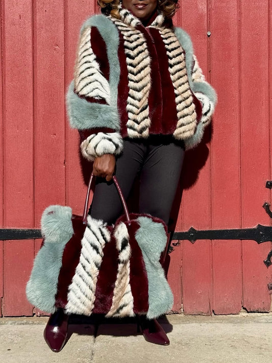 Paneled Fur Coat