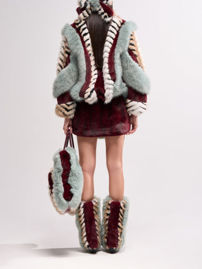 Paneled Fur Coat