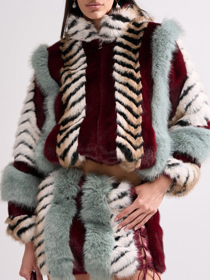 Paneled Fur Coat