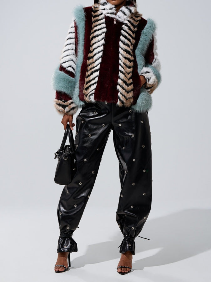 Paneled Fur Coat