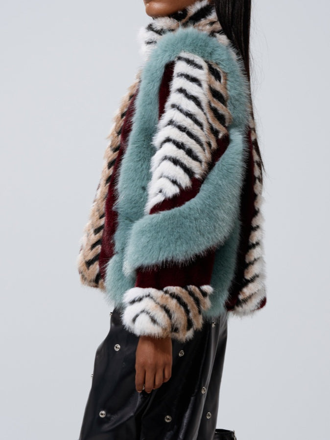 Paneled Fur Coat