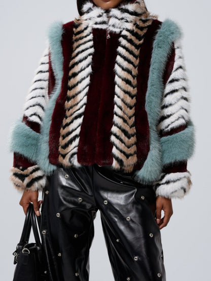 Paneled Fur Coat