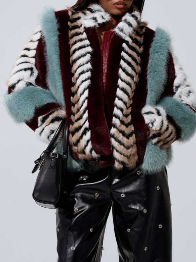 Paneled Fur Coat