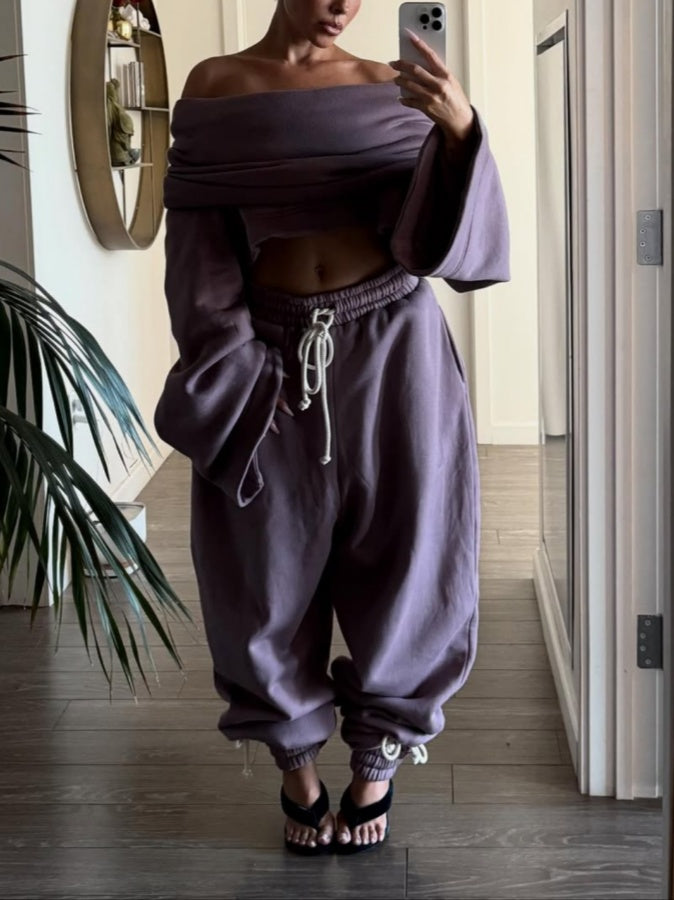 Bell-sleeved Hooded Sweatsuit