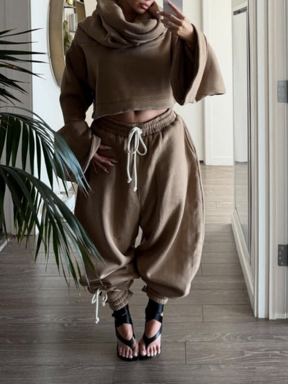 Bell-sleeved Hooded Sweatsuit