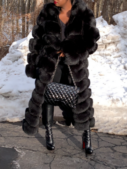 Hooded Full-length Fox Fur Coat