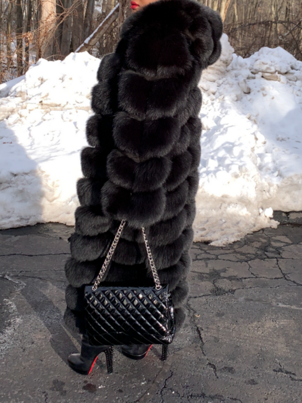 Hooded Full-length Fox Fur Coat