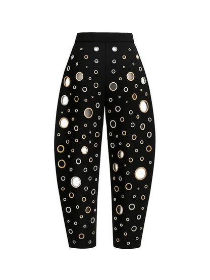 Circular Cutout Barrel Pants